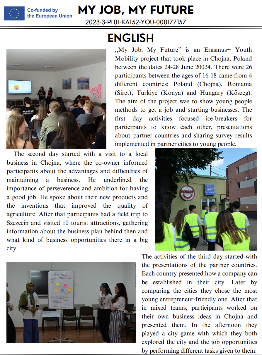 „My job, my future”, Erasmus+ programme newslettergraf